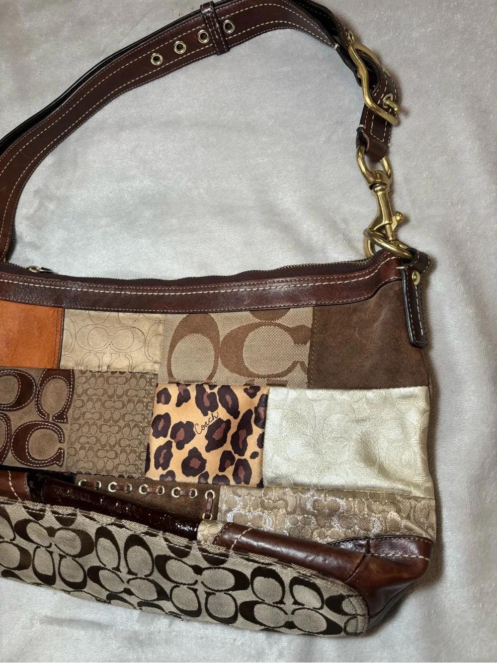 Vintage Coach Patchwork Large Shoulder Bag